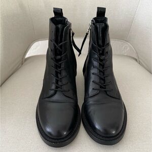 SAM EDELMAN Nina leather combat black lace-up boots women Size 6.5